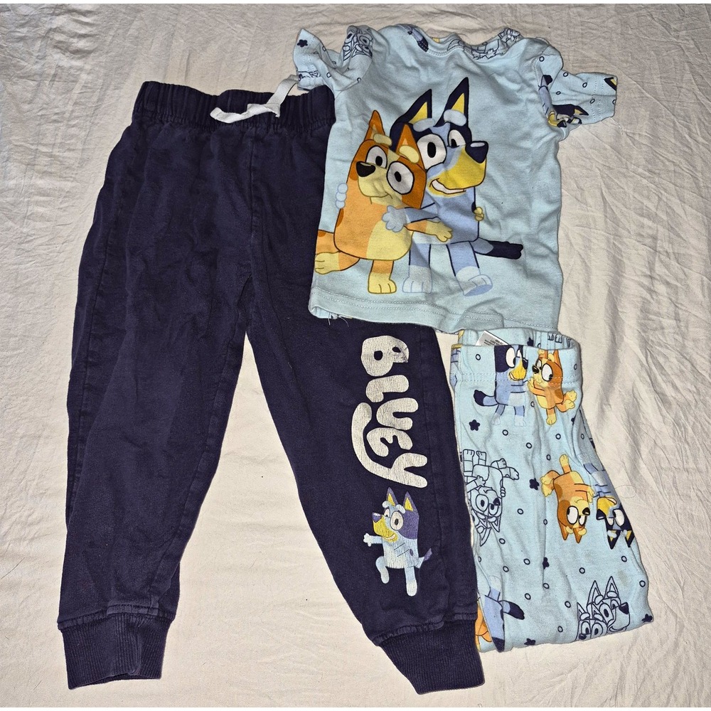 Bluey & Bingo 3T Cotton 2-Piece Pajama Set Short Sleeve Top Navy Pants